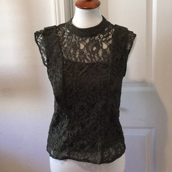 Romeo & Juliet Couture Tops - Romeo & Juliet Couture Olive Lace Top
